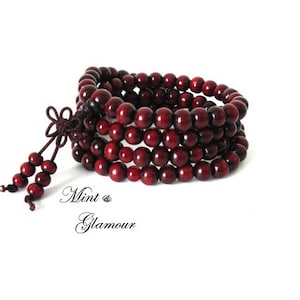 108 Mala Bead, Mala Bracelet, Buddhist Bracelet, Wood Bracelet, Mala Bead, Bead Bracelet, Red Bracelet, Buddhist Jewelry, Rosewood Mala Bead
