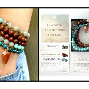108 Mala Bead Bracelet: Apatite, Turquoise, Labradorite, Obsidian