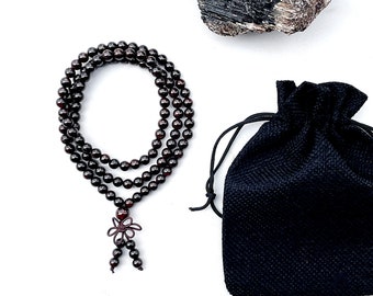 Pulsera de cuentas de mala de granate: cuentas de oración curativas de 6 mm