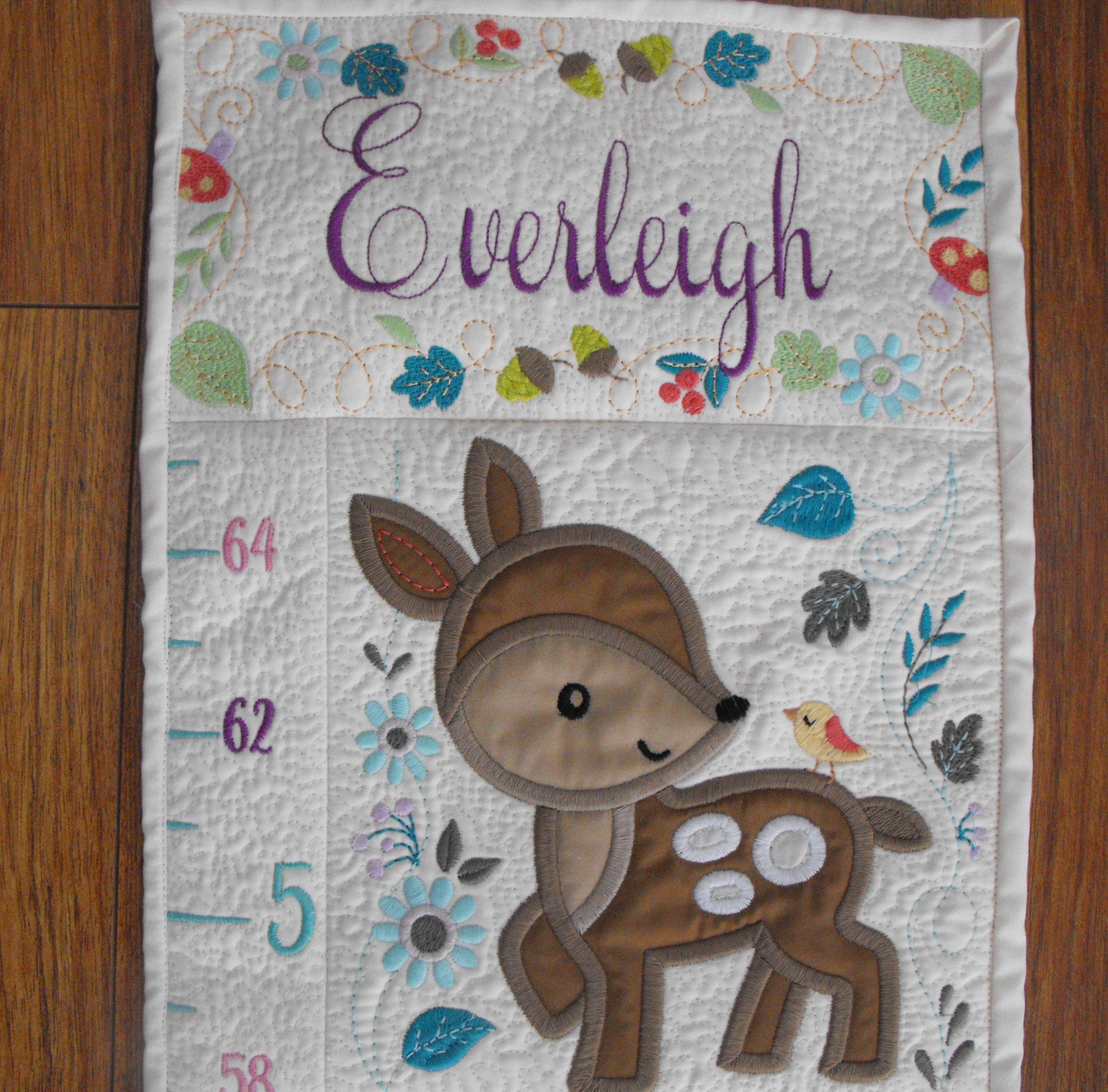 Growth Chart Quilted Kids Growth Chart Appliqued Growth Chart Birthday