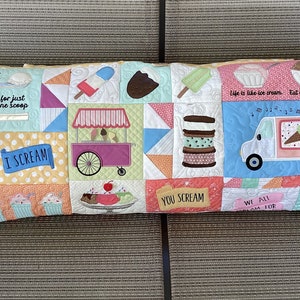 Two Scoops Bench Pillow, Bench Pillow, Kimberbell Pillow, Bench Pillow Cover, Machine Appliqued, Quilted