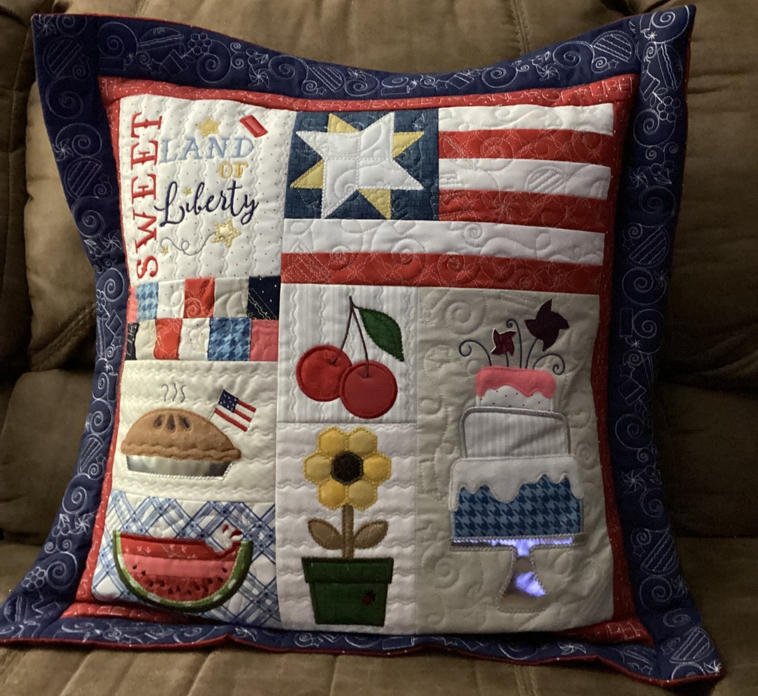 Sweet Land of Liberty Pillow, Kimberbell Pillow, Pillow Cover, Machine