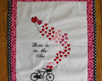 Embroidered Wall Hanging Appliqued Wall Hanging Embroidered Banner Valentine Wall Hanging Fall Banner Quilted Wall Hanging Hearts