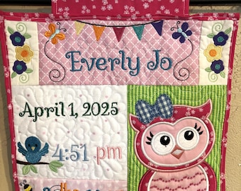 Embroidered Wall Hanging, Appliqued Wall Hanging, Embroidered Banner,  Banner, Quilted Wall Hanging