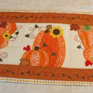 Fall Table Runner, Quilted Table Runner, Embroidered Table Runner, Holiday Table Runner, Customized Table Runner, Reversible Table Runner
