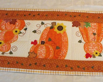 Fall Table Runner, Quilted Table Runner, Embroidered Table Runner, Holiday Table Runner, Customized Table Runner, Reversible Table Runner