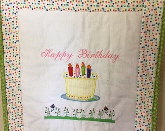 Embroidered Wall Hanging Appliqued Wall Hanging Embroidered Banner Easter Wall Hanging Bunny Banner Quilted Wall Hanging