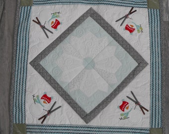 Machine embroidered appliqued table topper