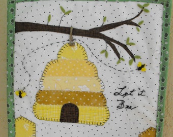 Embroidered Wall Hanging, Appliqued Wall Hanging, Embroidered Banner, Quilted Wall Hanging