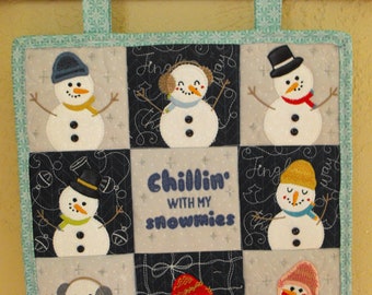 Embroidered Wall Hanging, Appliqued Wall Hanging, Embroidered Banner, Winter Wall Hanging, Winter Banner, Quilted Wall Hanging