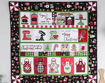 Lap Quilt We Whisk You a Merry Christmas Wall Quilt Machine Appliqued Lap Quilt Machine Quilted Wall Hanging Kimberbell