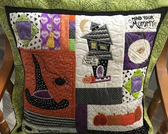 Home Is Where The Haunt Is Pillow, Kimberbell Pillow, Pillow Cover, Machine Appliqued, Quilted Throw Pillow Home Decor