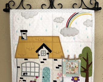 Home Sewn April Embroidered Appliqued Wall Hanging