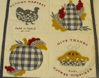 Embroidered Wall Hanging, Appliqued Wall Hanging, Embroidered Banner, Winter Wall Hanging, Winter Banner, Quilted Wall Hanging