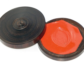 Victorian Lignum Vitae Box with Red Wax Armorial Seal