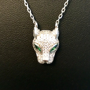 Panther pendant bling necklace, gold/white gold/rose gold-plated