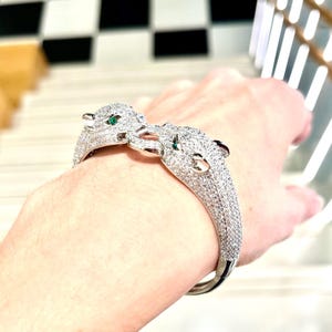 Double Panther Bling Bangle