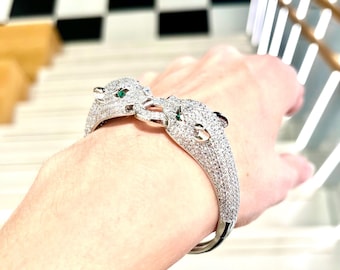 Double Panther Bling Bangle