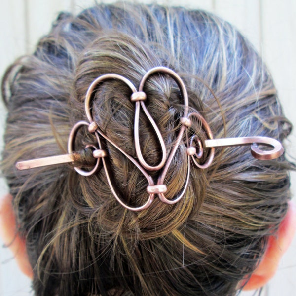 Copper Hair Piece with Stick, for Buns and Updos