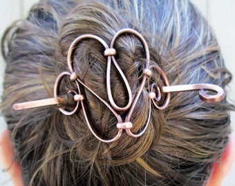 Copper Hair Piece with Stick, for Buns and Updos