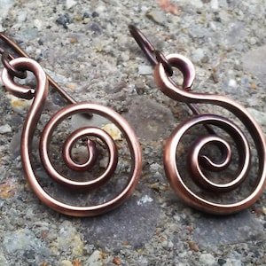 Copper Spiral Earrings- simple and classic! Two sizes.