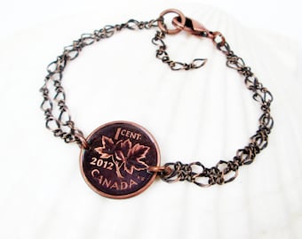 Collectible Canadian Penny Chain Bracelet