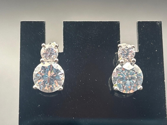 Vintage Clear Crystal Rhinestone Drop Dangle Cluster Earrings