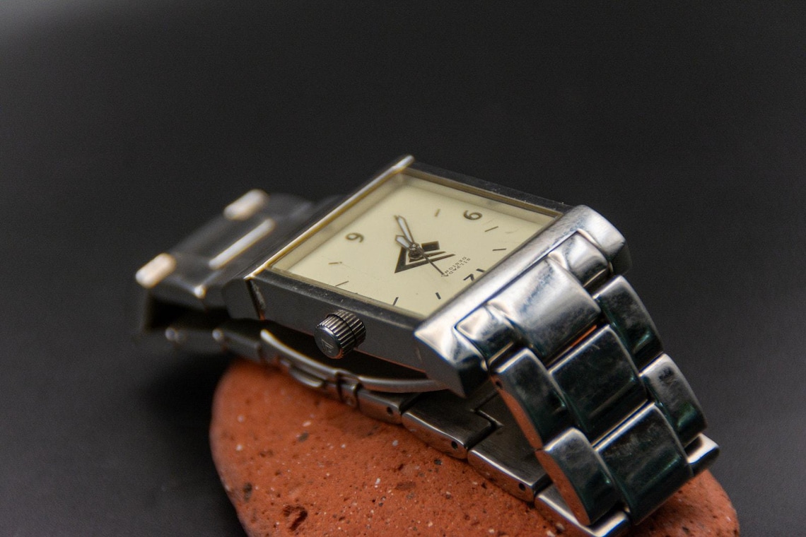 Silpada Designs Stainless Steel Tank Boyfriend Watch Rectangular Silver Tone Dial, photo 5 of 11