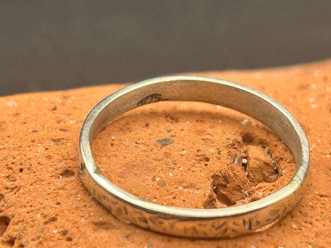 Handmade 2mm Sterling Silver 925 Abstract Textured Band Ring Size 8 Maine Made, photo 5 of 5