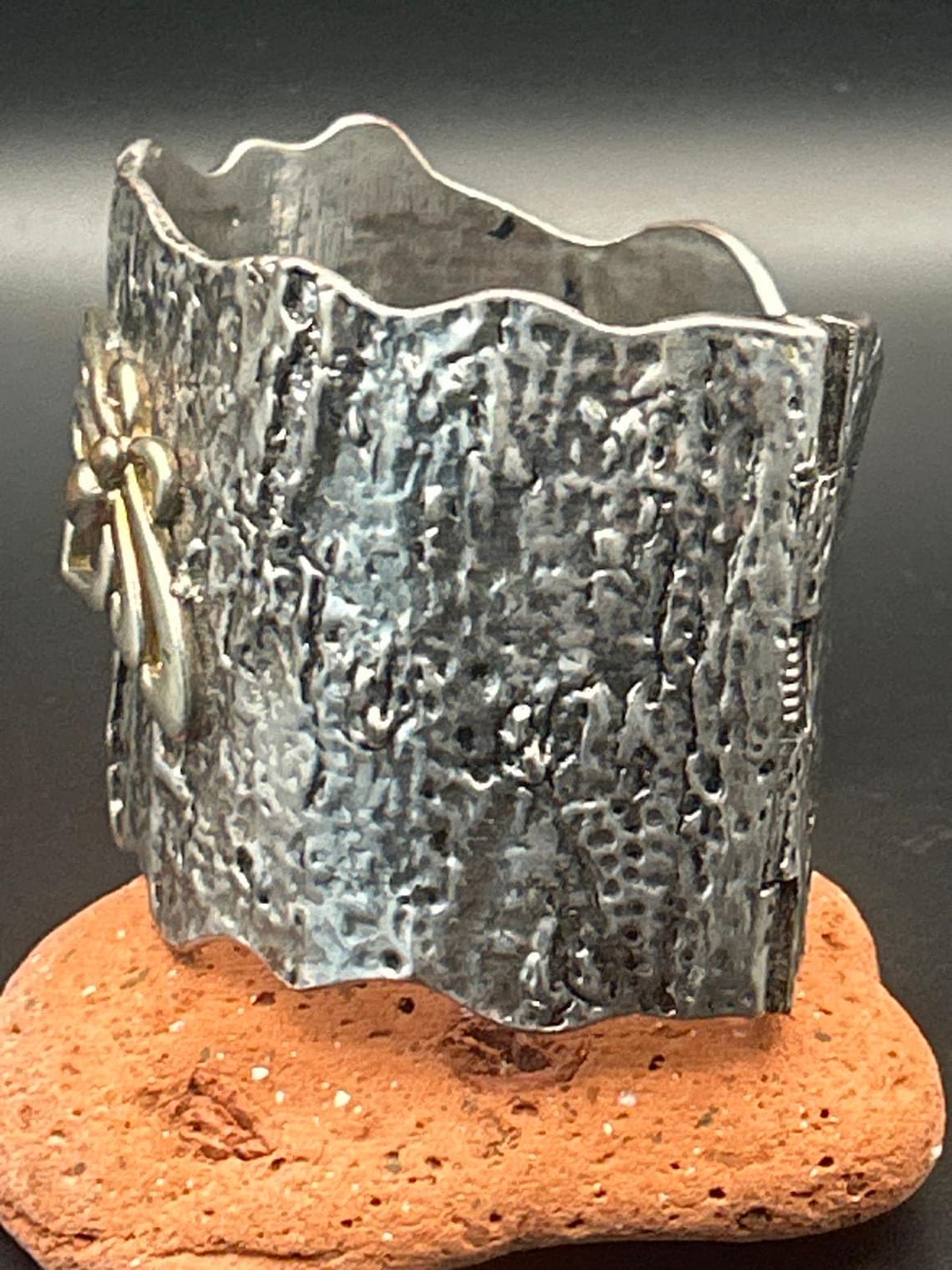 J Hornig 2" Wide Silver Plated Moth To A Flame Bracelet - Adjustable 7" to 8", photo 5 of 8