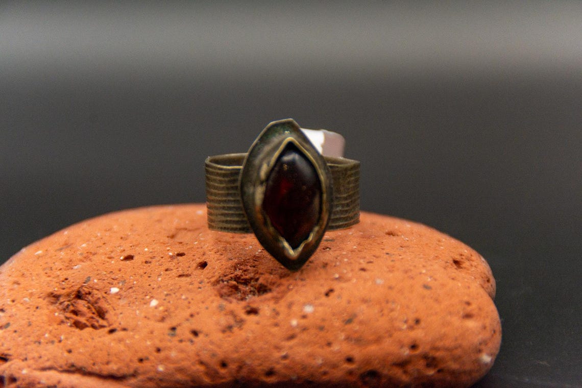 Garnet Kochi Tribal Ring – Afghanistan Artisan Handmade Size 8, photo 2 of 6