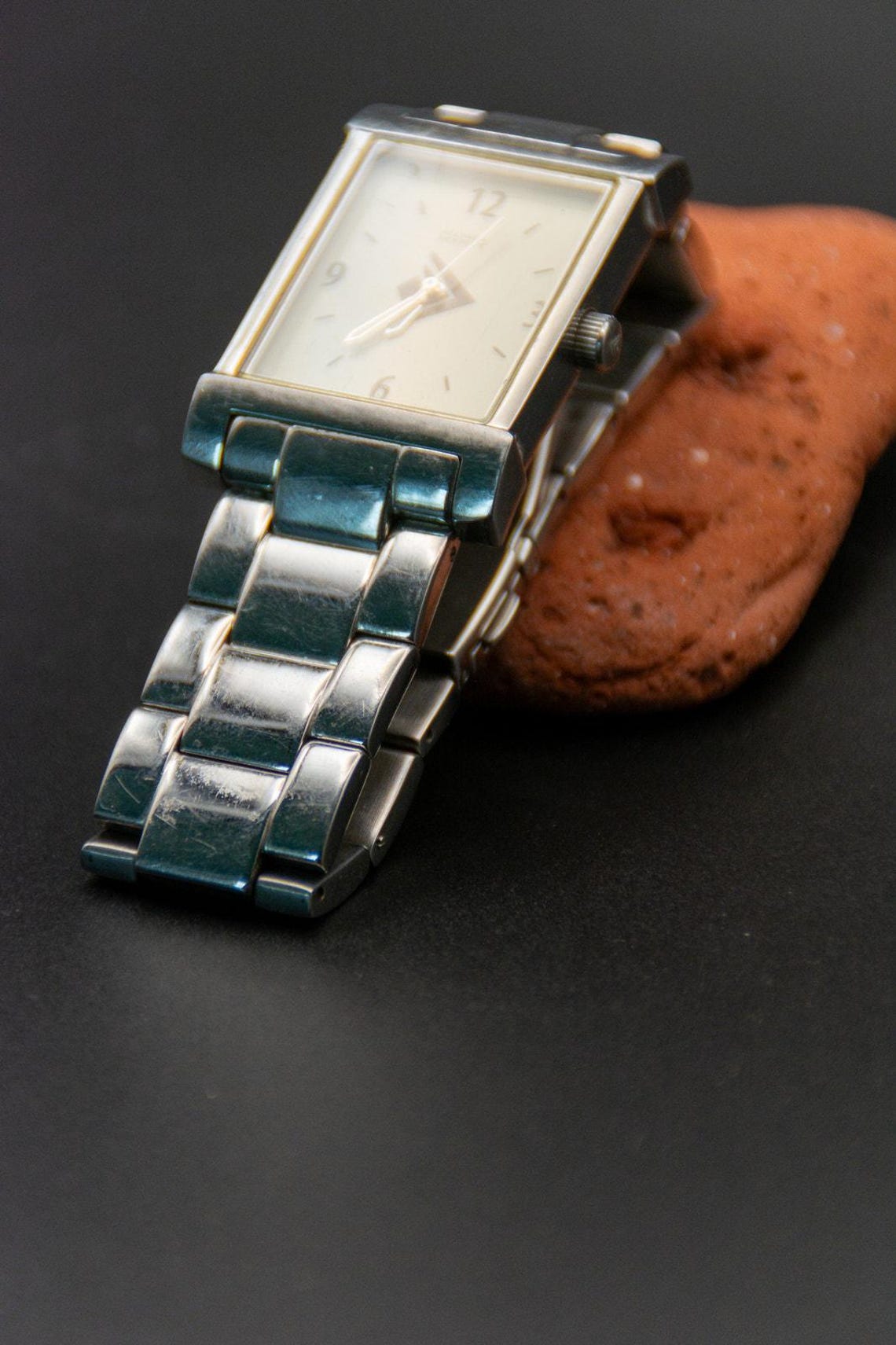 Silpada Designs Stainless Steel Tank Boyfriend Watch Rectangular Silver Tone Dial, photo 3 of 11