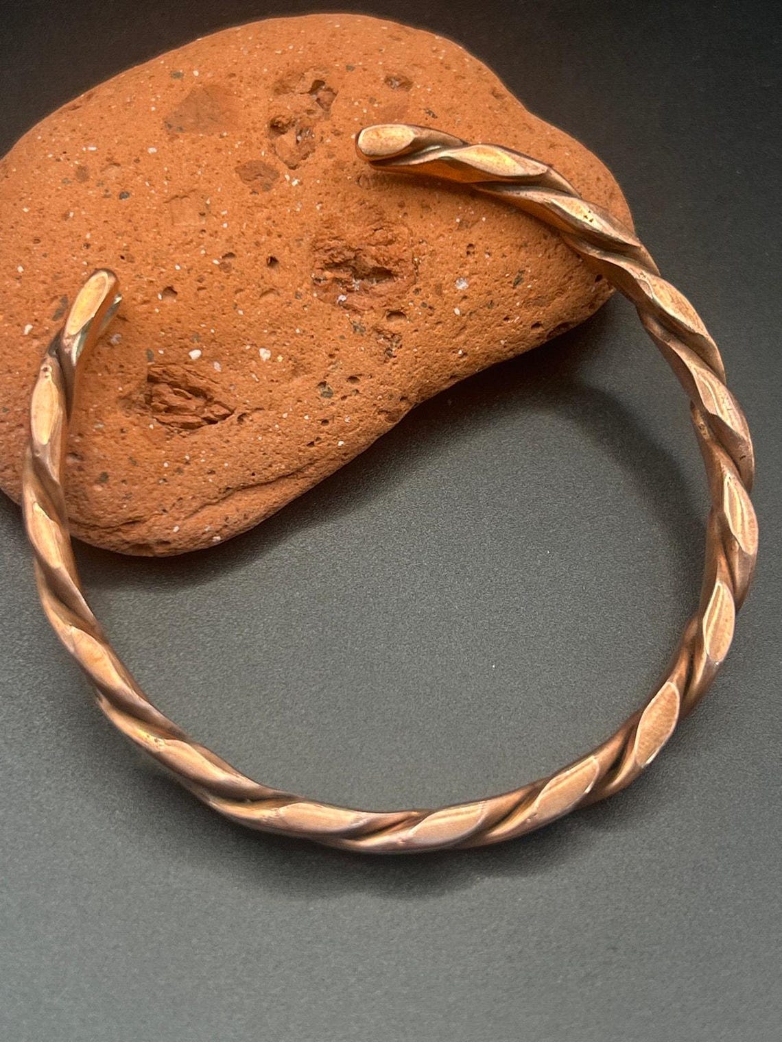 Handmade Copper Twist Bracelet High Polish 6mm Adjustable 7.5" Artisan, photo 5 of 6