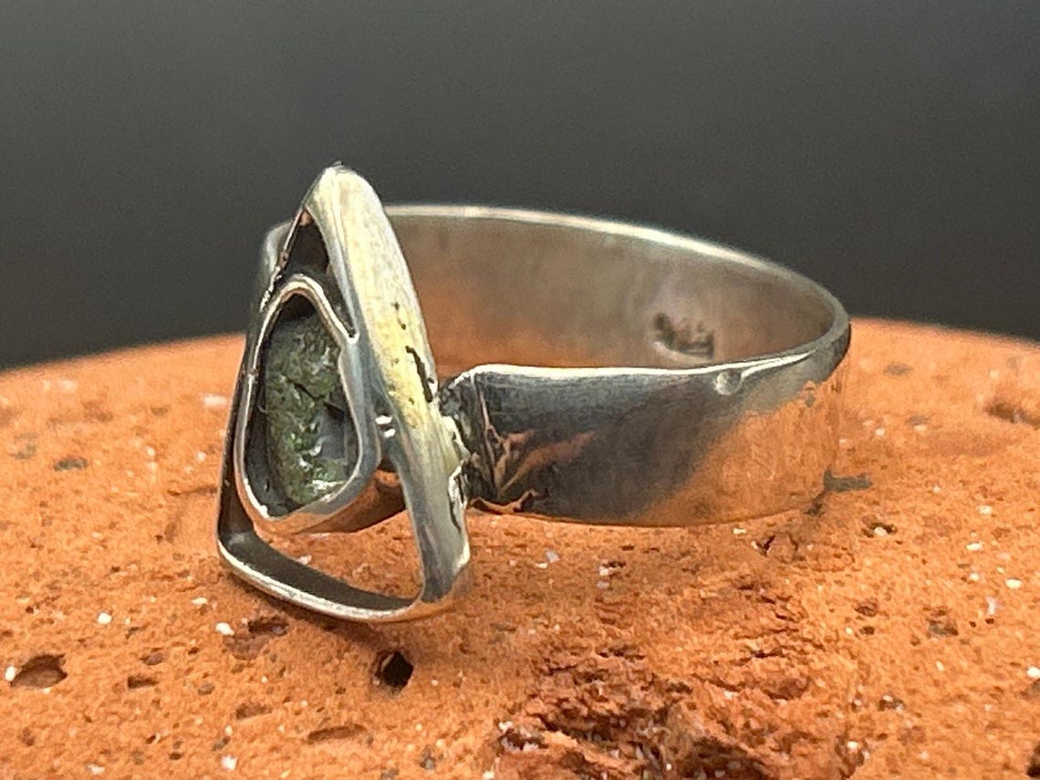 Handmade Maine Sea Glass All Seeing Eye Ring 925 Sterling Silver Size 7 Artisan, photo 2 of 9