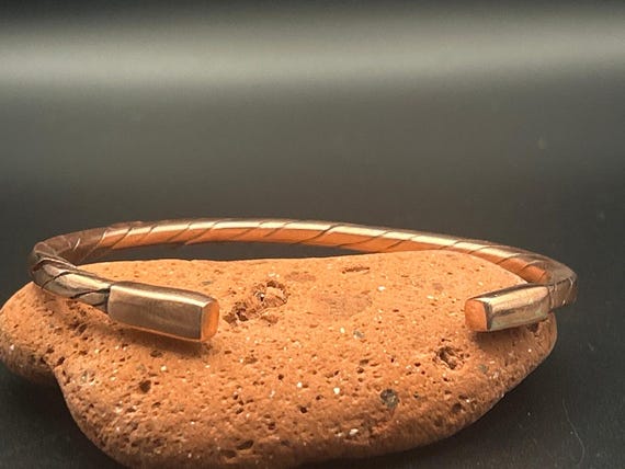 Handmade 3.5mm Squared Copper Twist Bangle Cuff Bracelet Adjustable Artisan Maine