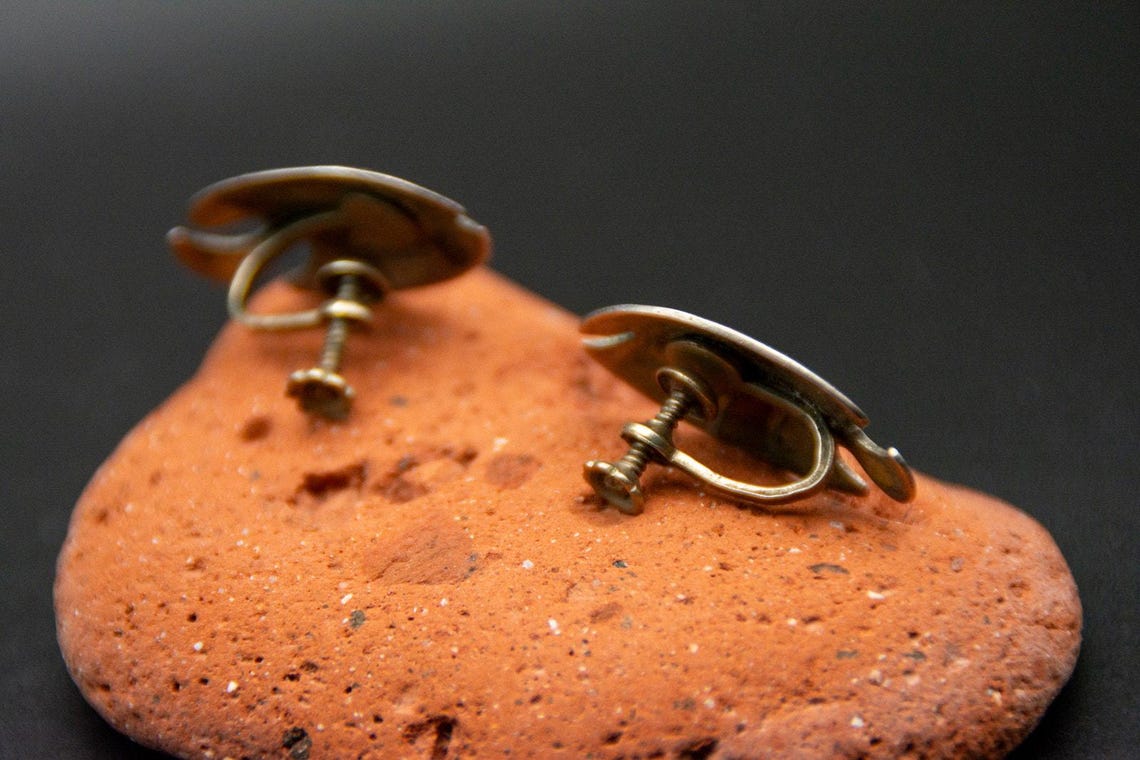 Vintage Mexican Metales Casados Silver Fish Screwback Earrings, photo 6 of 7