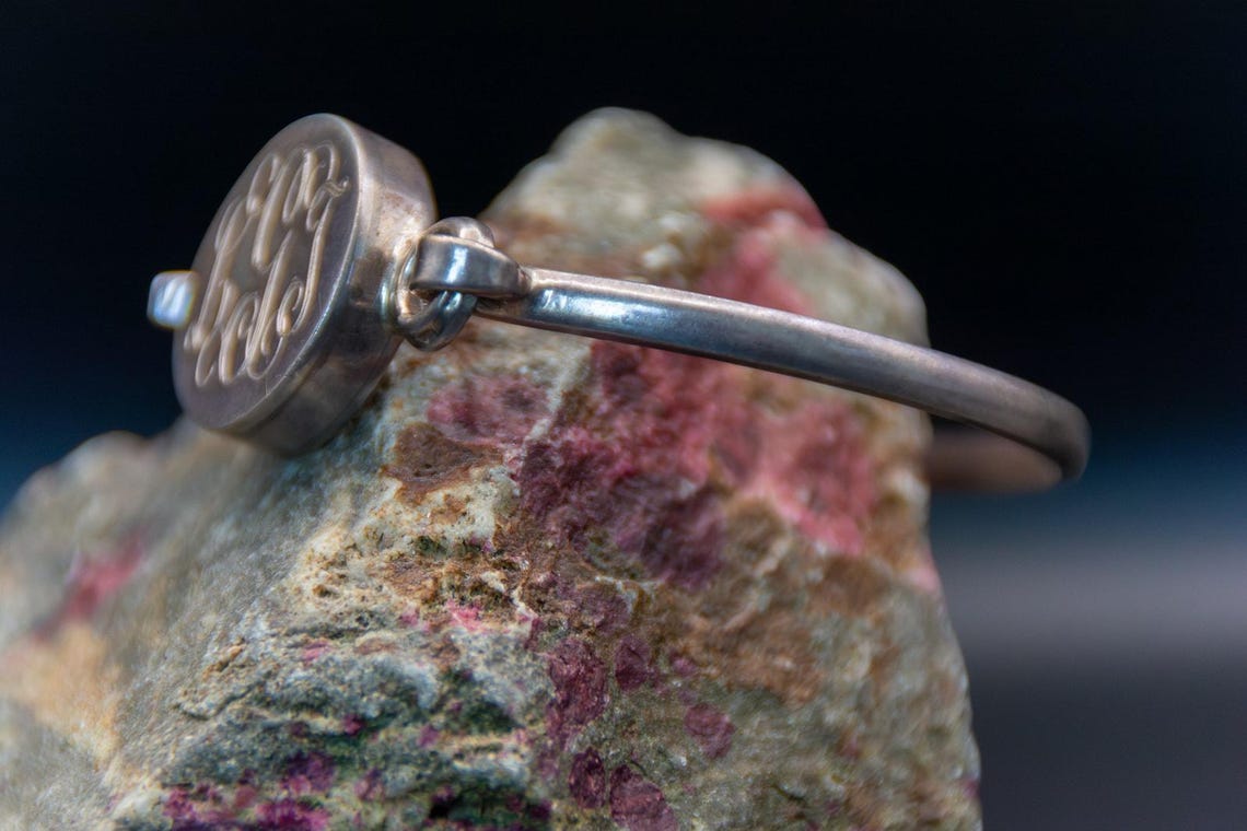 Taxco Mexican Sterling Silver Bracelet - Monogrammed LGJ Size 6, photo 2 of 5