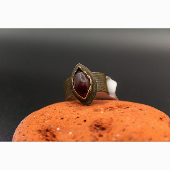 Garnet Kochi Tribal Ring – Afghanistan Artisan Handmade Size 8