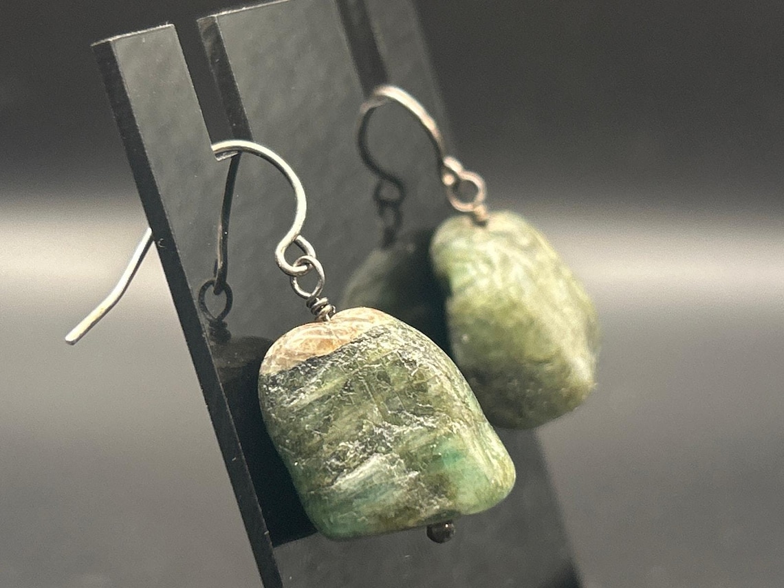 Vintage Lucoral LUC 925 Sterling Silver Raw Emerald 3 Pc Jewelry Set Stuller, photo 11 of 13