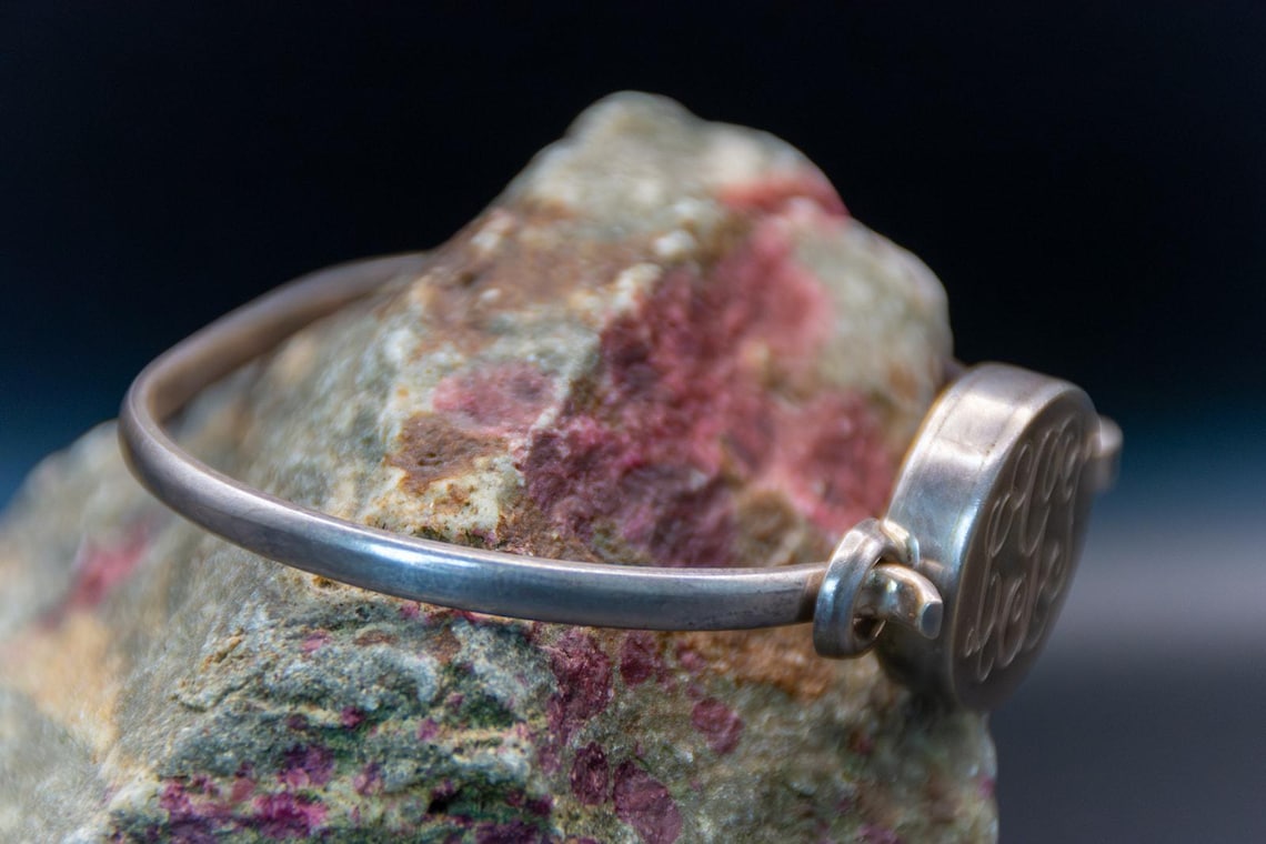 Taxco Mexican Sterling Silver Bracelet - Monogrammed LGJ Size 6, photo 5 of 5