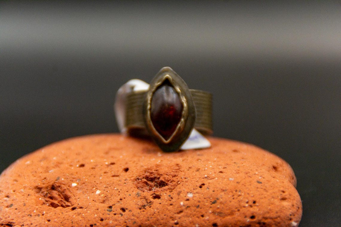 Garnet Kochi Tribal Ring – Afghanistan Artisan Handmade Size 8, photo 6 of 6