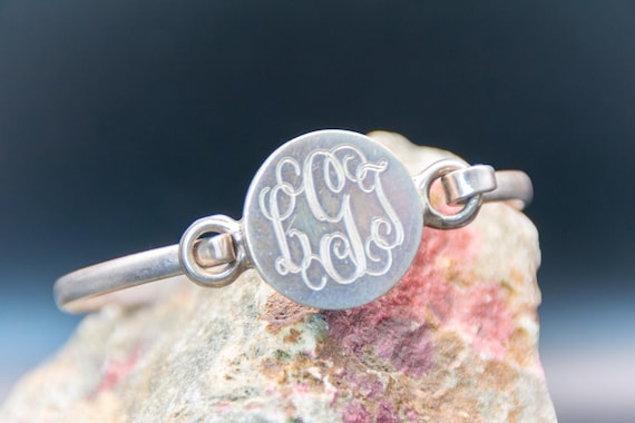 Taxco Mexican Sterling Silver Bracelet - Monogrammed LGJ Size 6