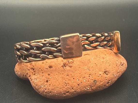 Handmade 11mm 5 Strand Woven Copper Cuff Bracelet Adjustable Artisan Maine Made