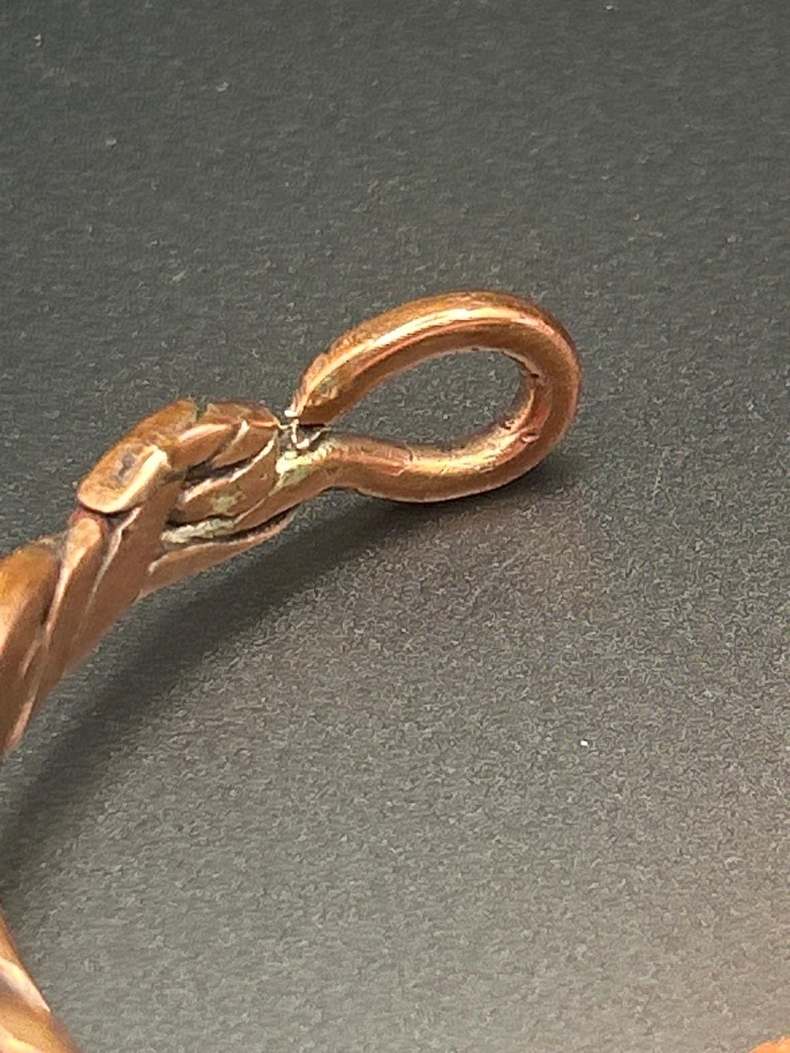Handmade Copper Bicep Cuff - Twist With Light Flame Kissed Finish Upper Arm, photo 7 of 12