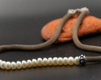 Vintage Pearl Mesh Necklace, Heavy 925 Sterling Silver Popcorn Choker PAJ