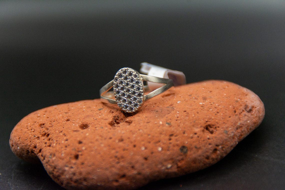 Pave CZ Cluster Ring in Sterling Silver - Size 8.5, photo 3 of 6