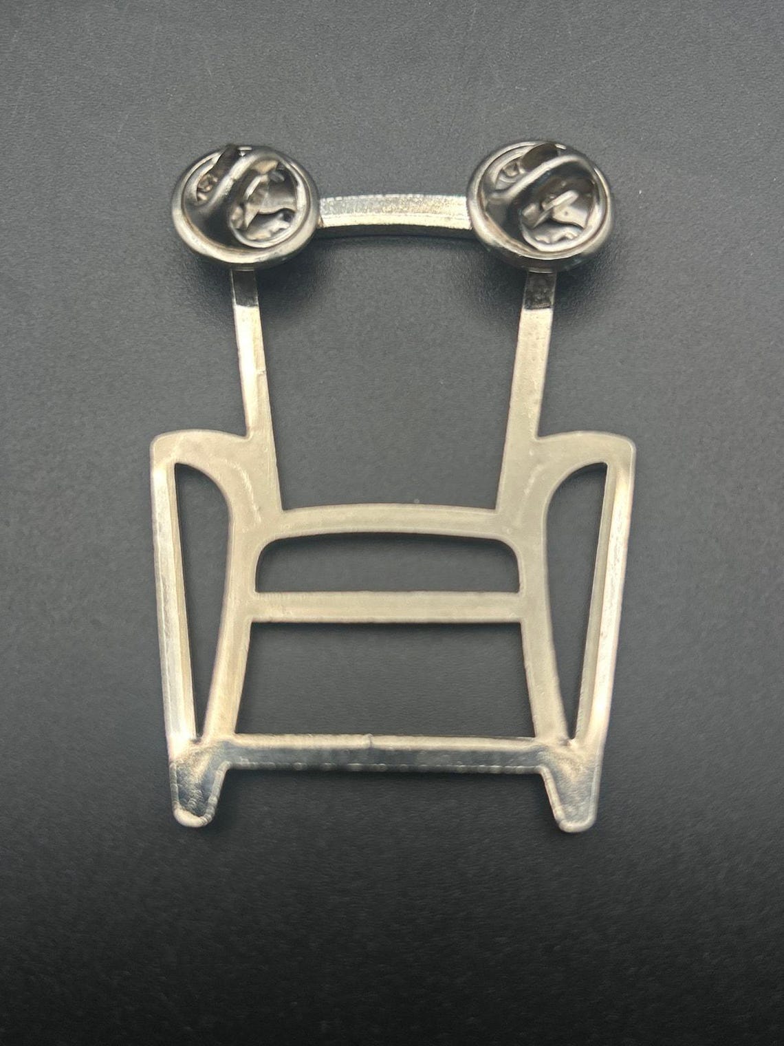 Vintage Silver Tone Minimalist Wire Frame Chair Brooch Pin - 2.5 Inch, photo 6 of 6