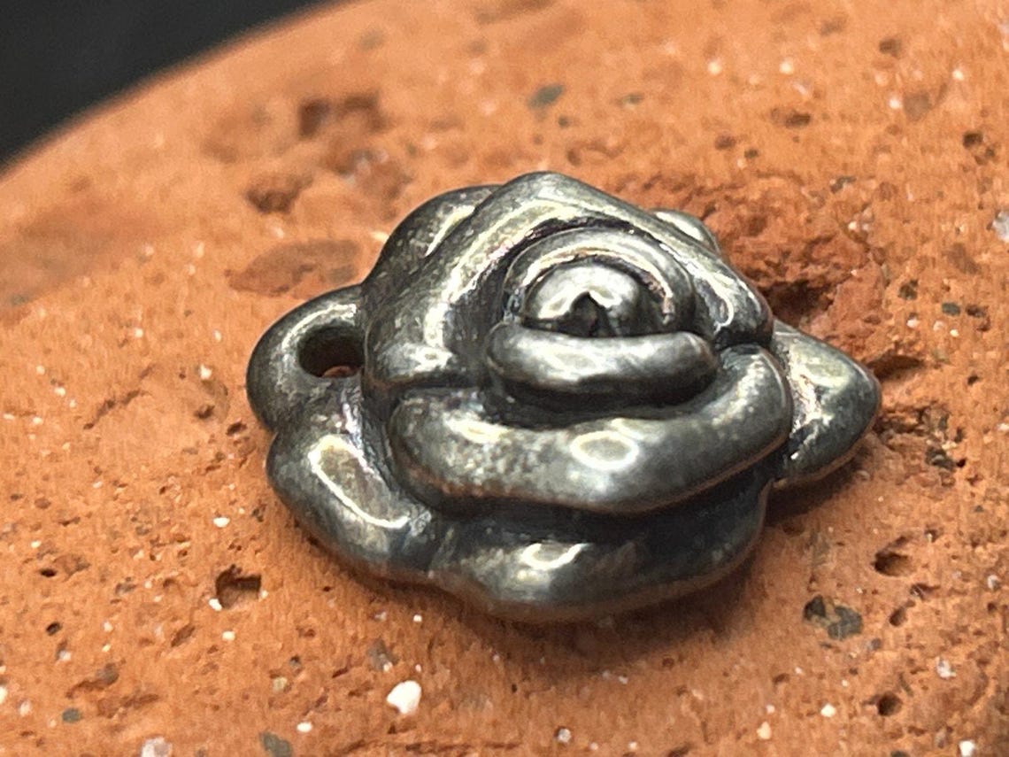 Vintage Sterling Silver Rose Charm Pendant 925 Floral Flower 0.75 x 0.75", photo 2 of 7
