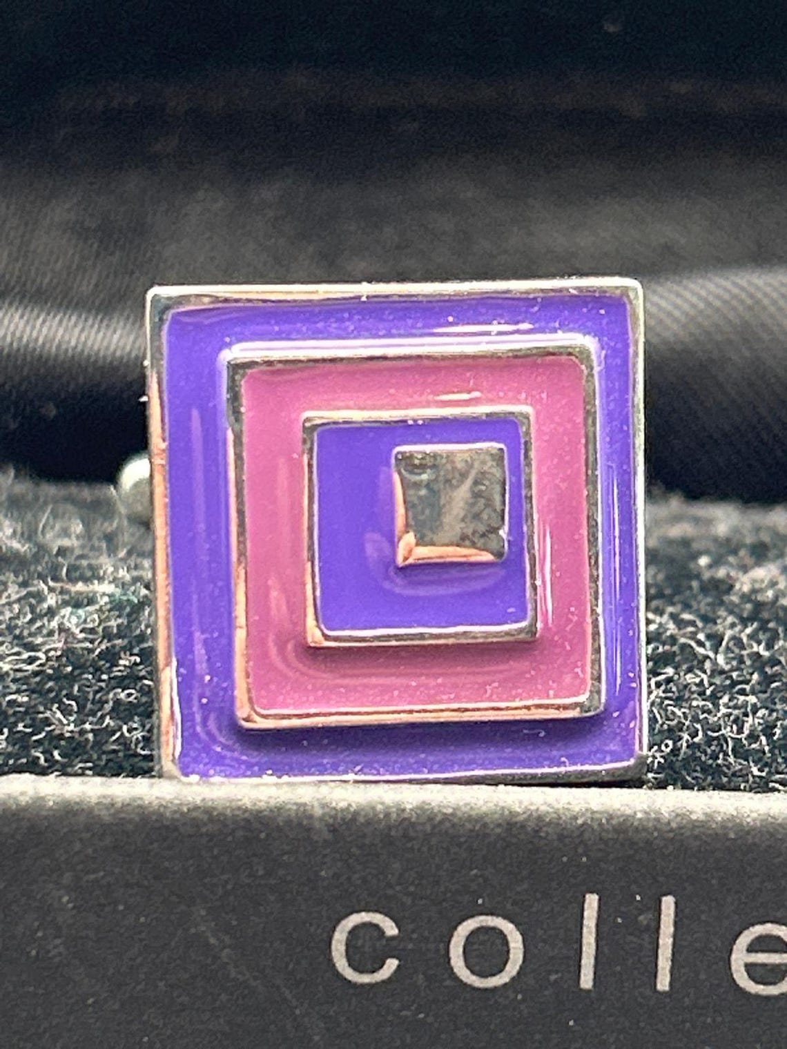 Vintage Milan Collection Cufflinks | Retro Purple Pink Nested Geometric Boxed, photo 7 of 8