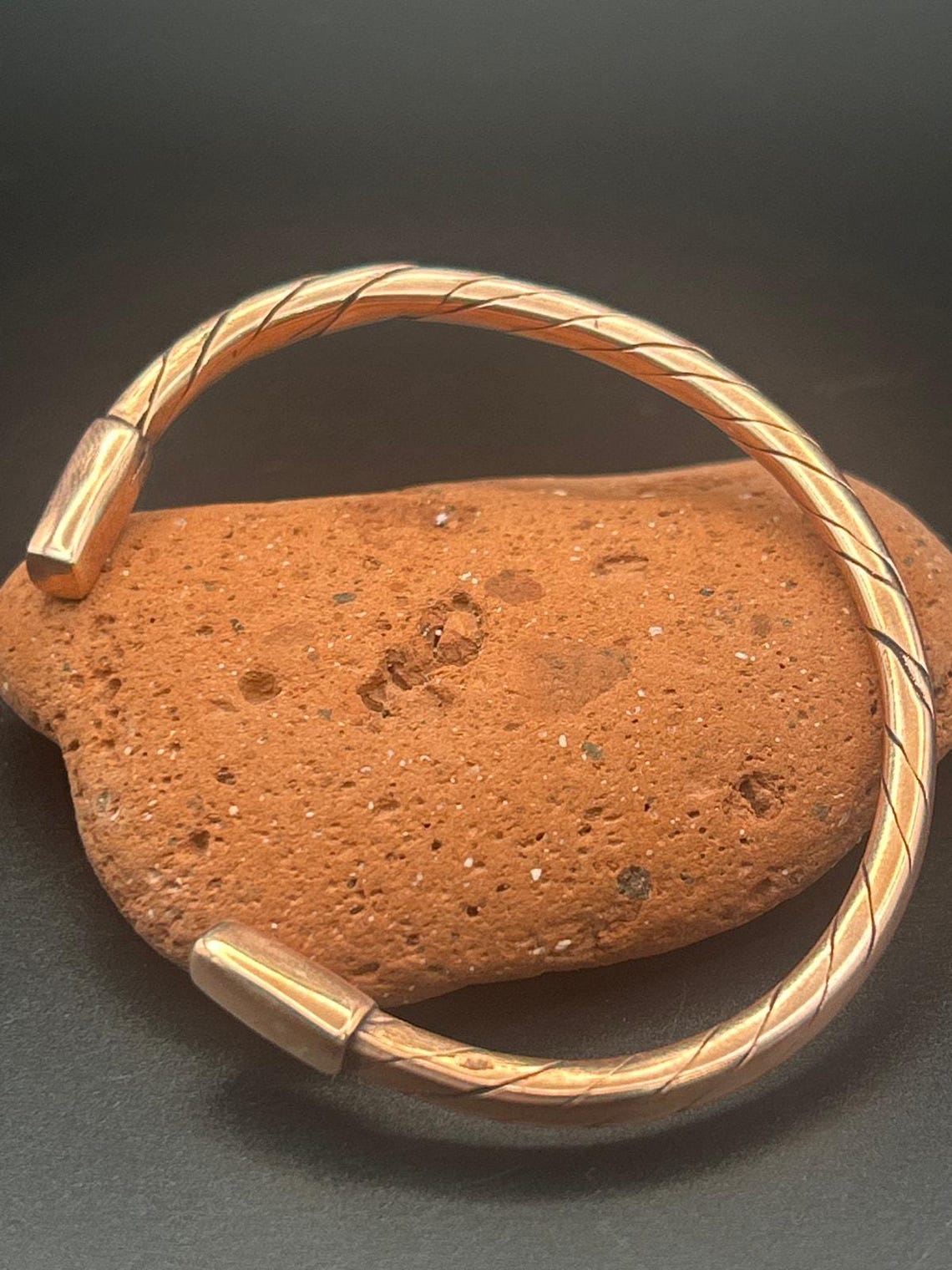Handmade 3.5mm Squared Copper Twist Bangle Cuff Bracelet Adjustable Artisan Maine, photo 2 of 6